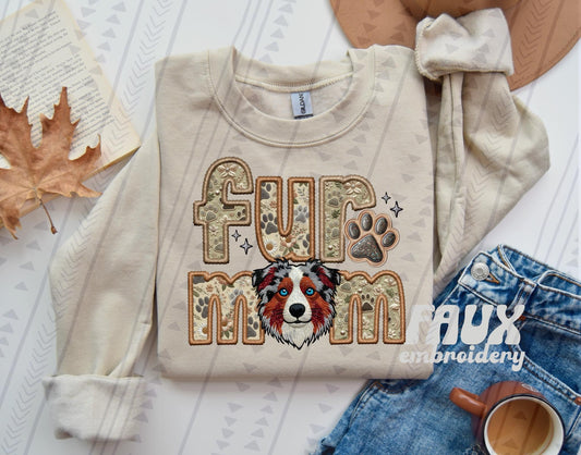 Fur Mom -  Red/Grey Merle Aussie DTF Transfer
