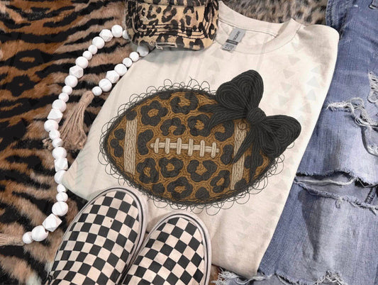 Leopard Football Faux Yarn DTF Transfer