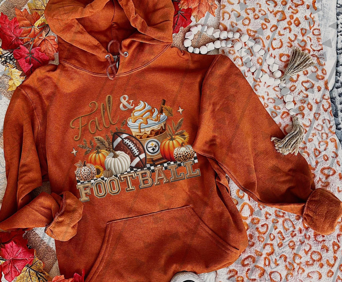 Fall & Football Faux Embroidery (Choose Your Team) DTF Transfer