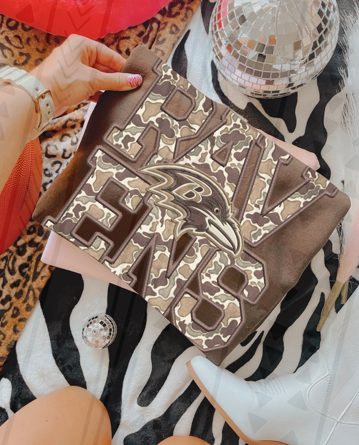 Camo NFL Faux Embroidery DTF Transfer