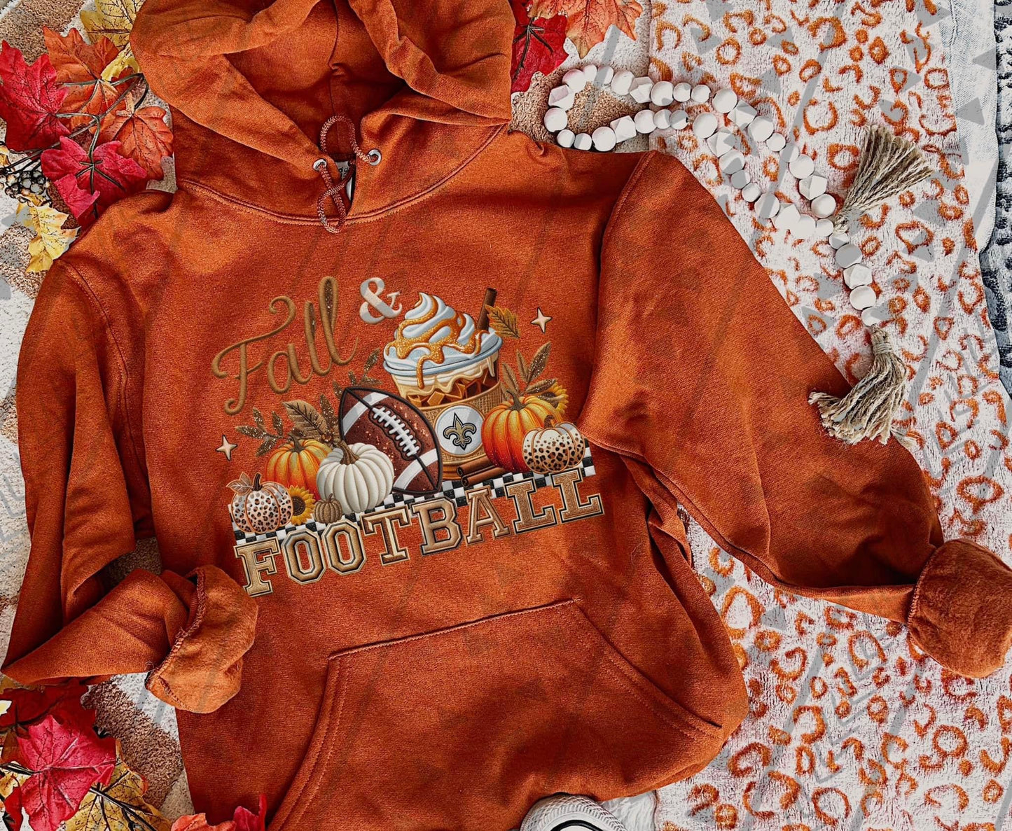 Fall & Football Faux Embroidery (Choose Your Team) DTF Transfer