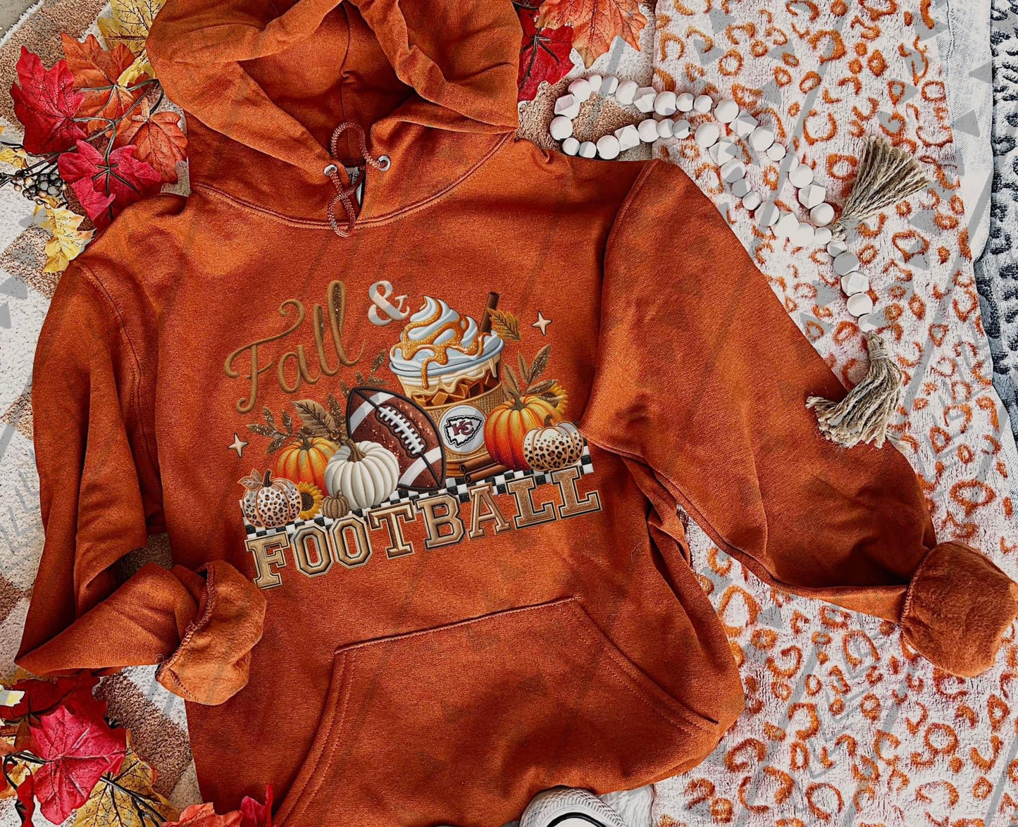 Fall & Football Faux Embroidery (Choose Your Team) DTF Transfer