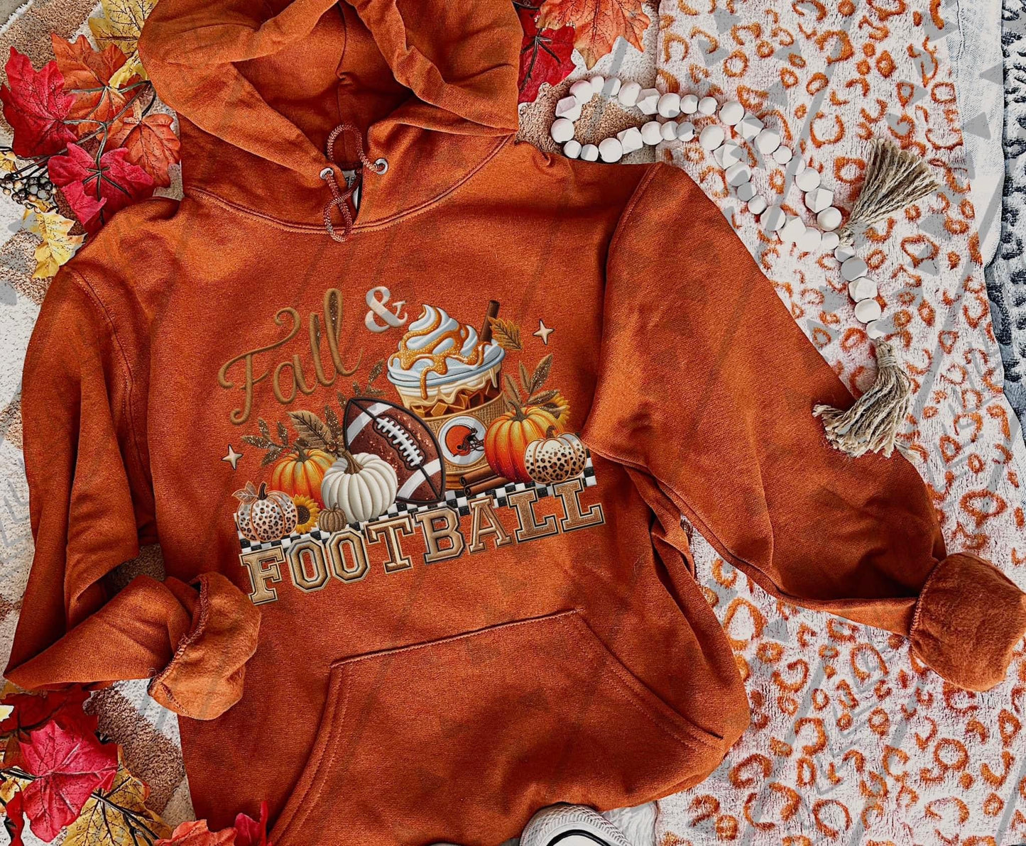 Fall & Football Faux Embroidery (Choose Your Team) DTF Transfer