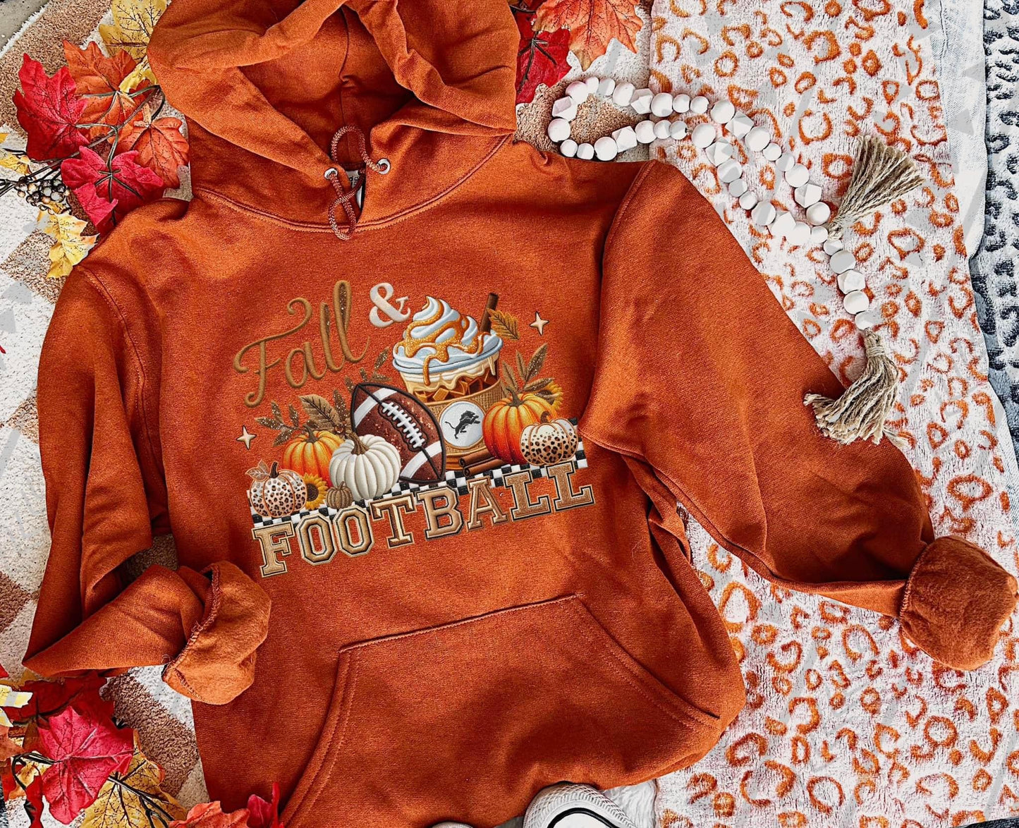 Fall & Football Faux Embroidery (Choose Your Team) DTF Transfer