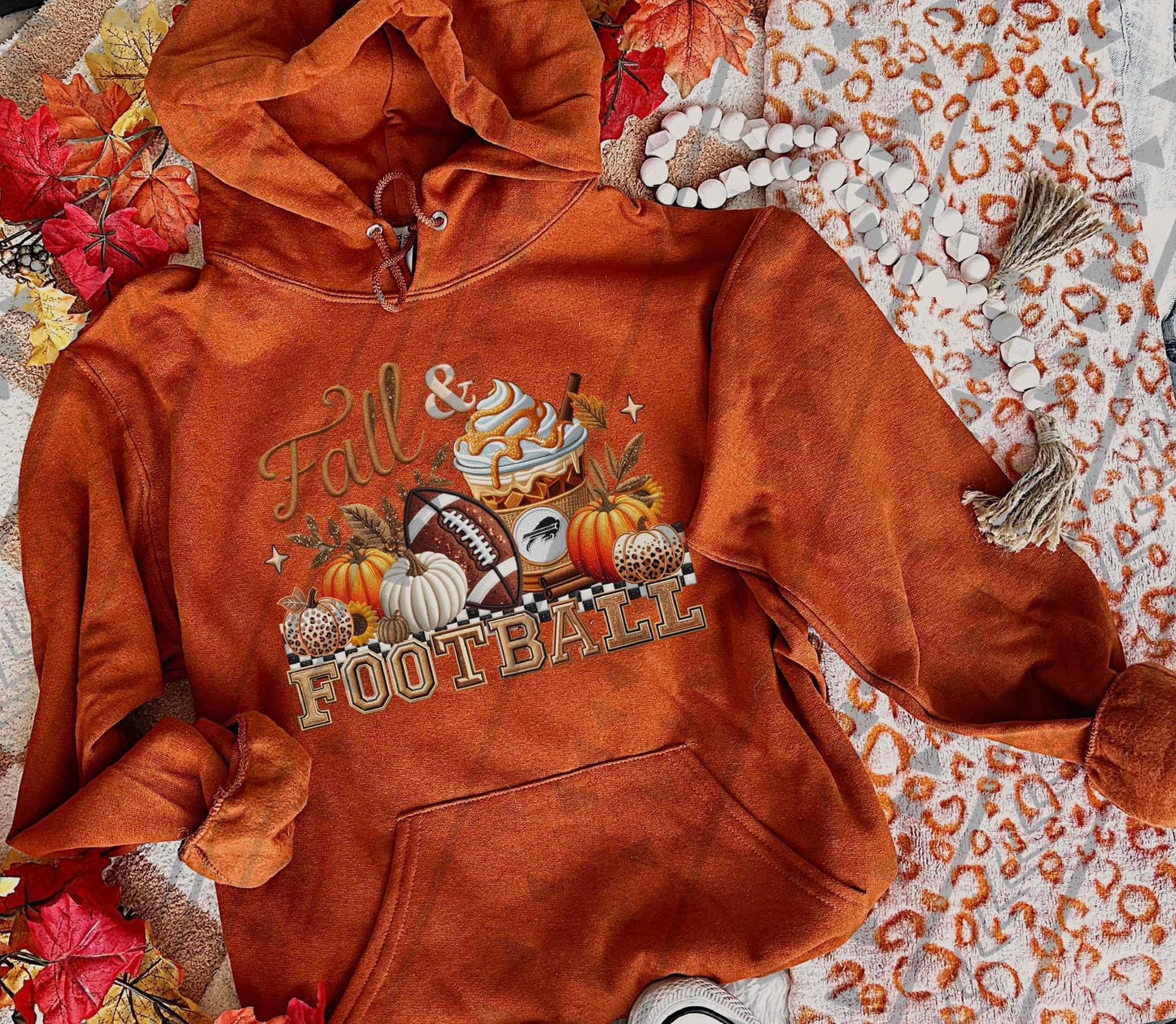Fall & Football Faux Embroidery (Choose Your Team) DTF Transfer