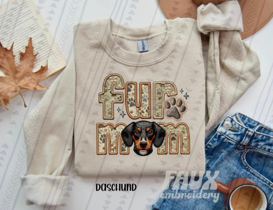 Fur Mom - Daschund (Black/Brown) DTF Transfer