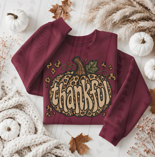 Thankful Leop Pumpkin DTF Transfer