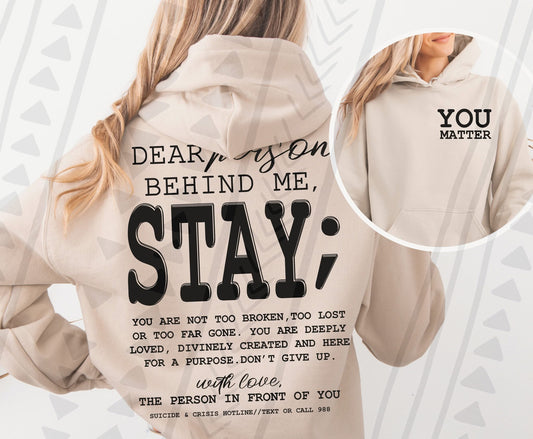 Person Behind Me - STAY (with pocket) DTF Transfer