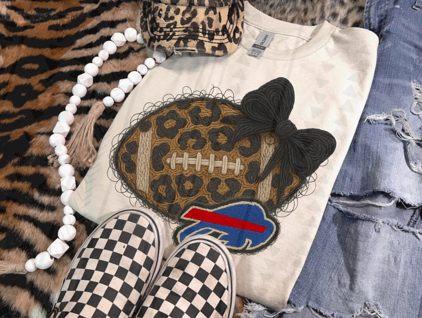 Leopard Football Faux Yarn DTF Transfer