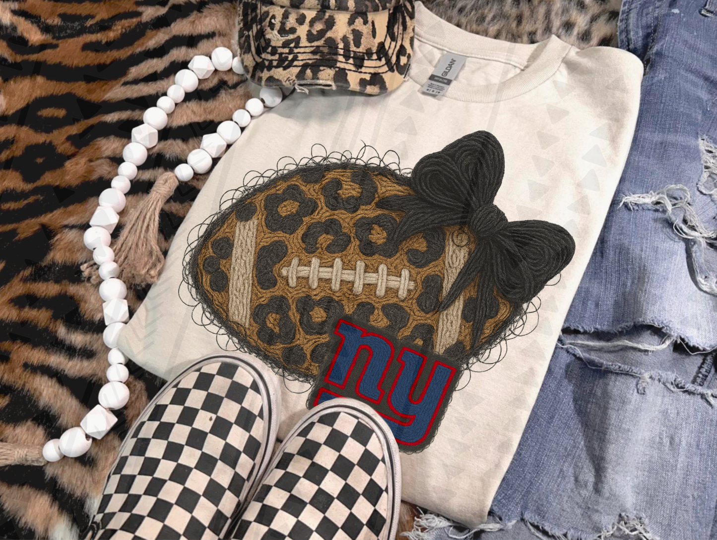 Leopard Football Faux Yarn DTF Transfer