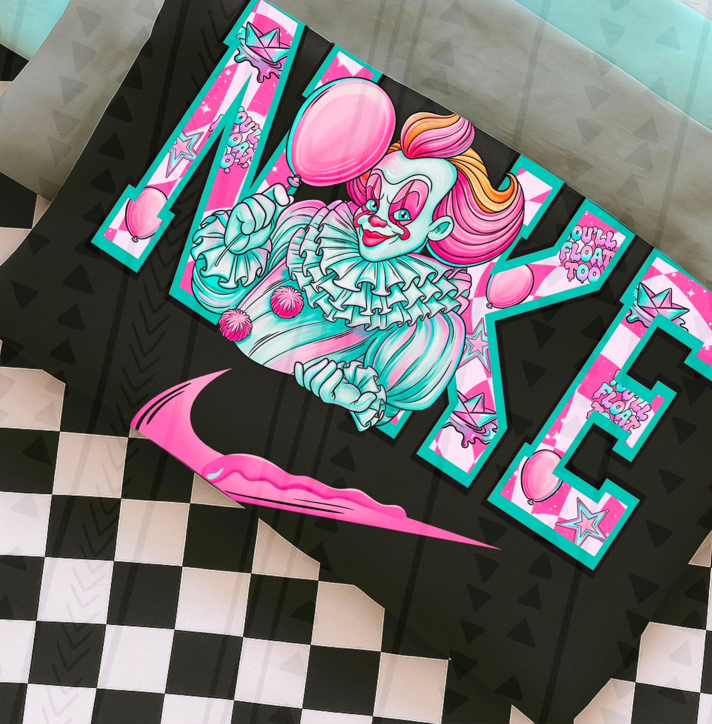 Pink Halloween Swoosh - Pennywise DTF Transfer