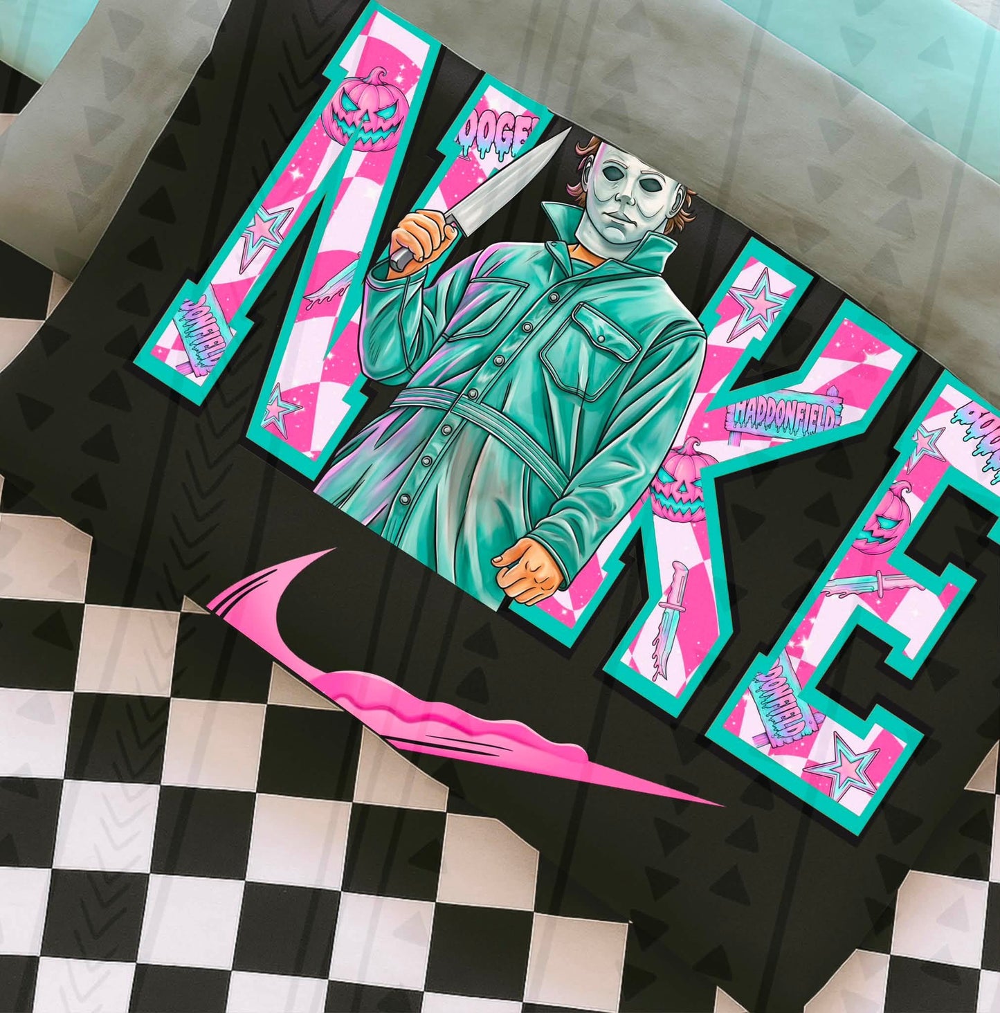 Pink Halloween Swoosh - Myers DTF Transfer
