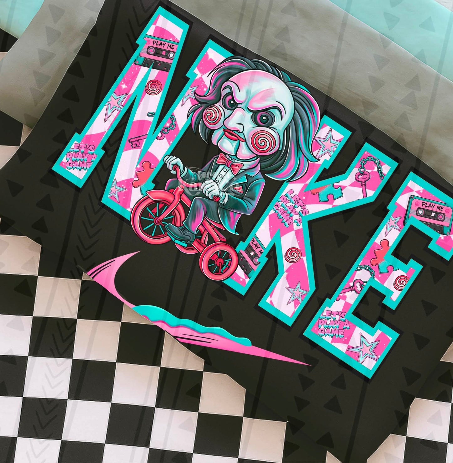 Pink Jigsaw Swoosh DTF Transfer