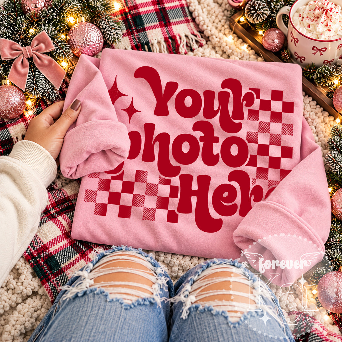 Pink Christmas Sweatshirt Mockup