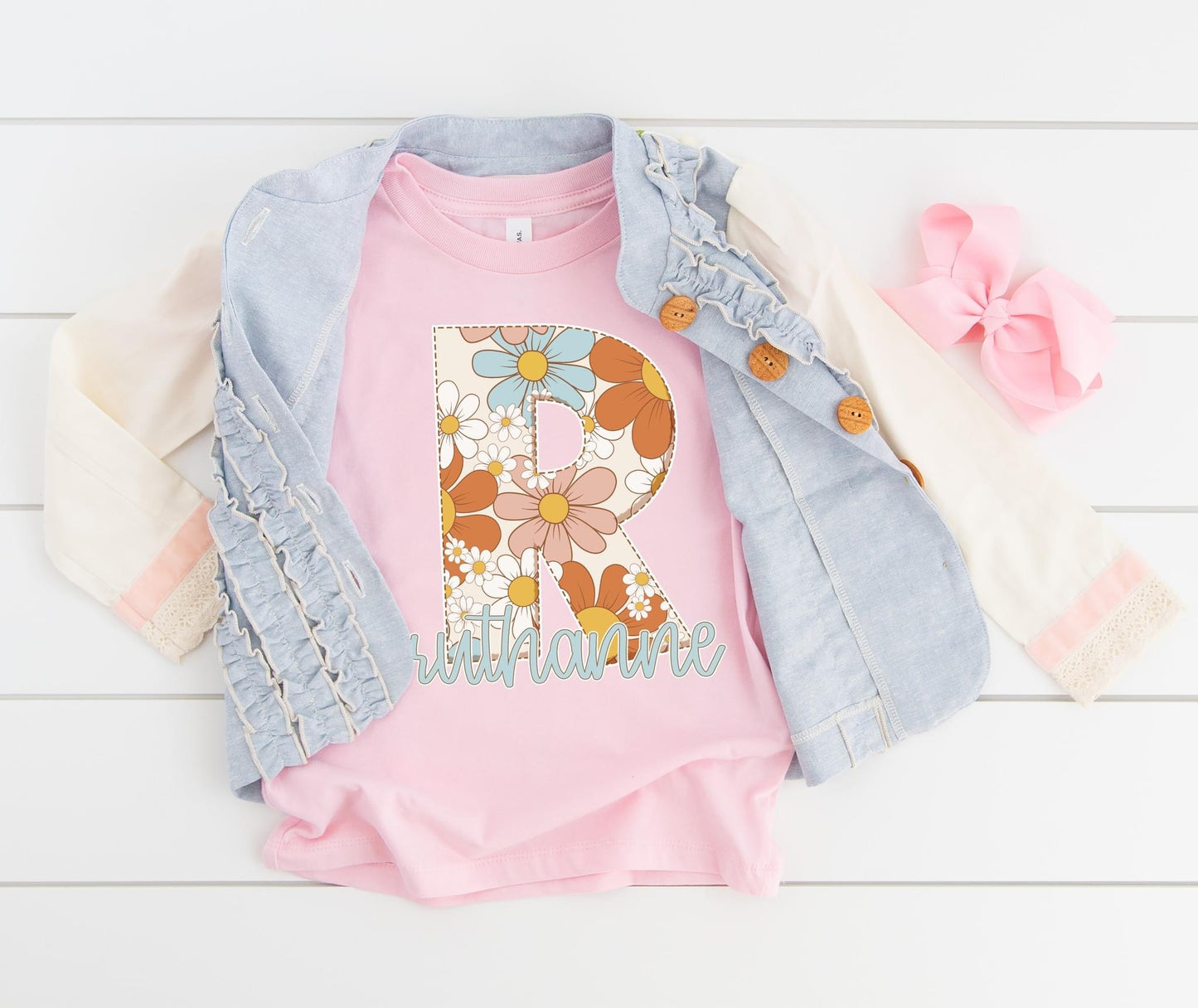Retro Floral Custom Name DTF Transfer