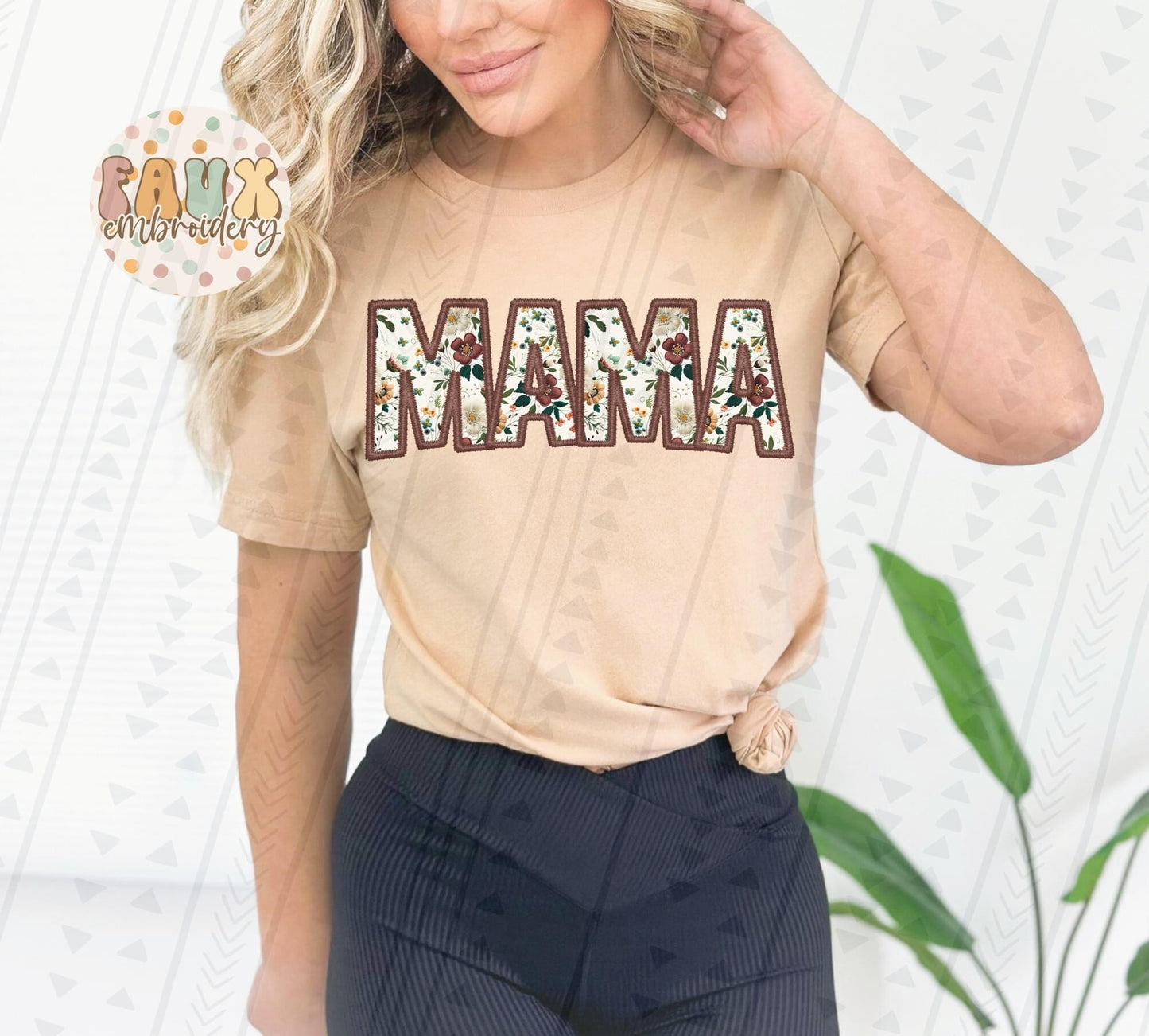 Mama Floral Embroidery DTF Transfer