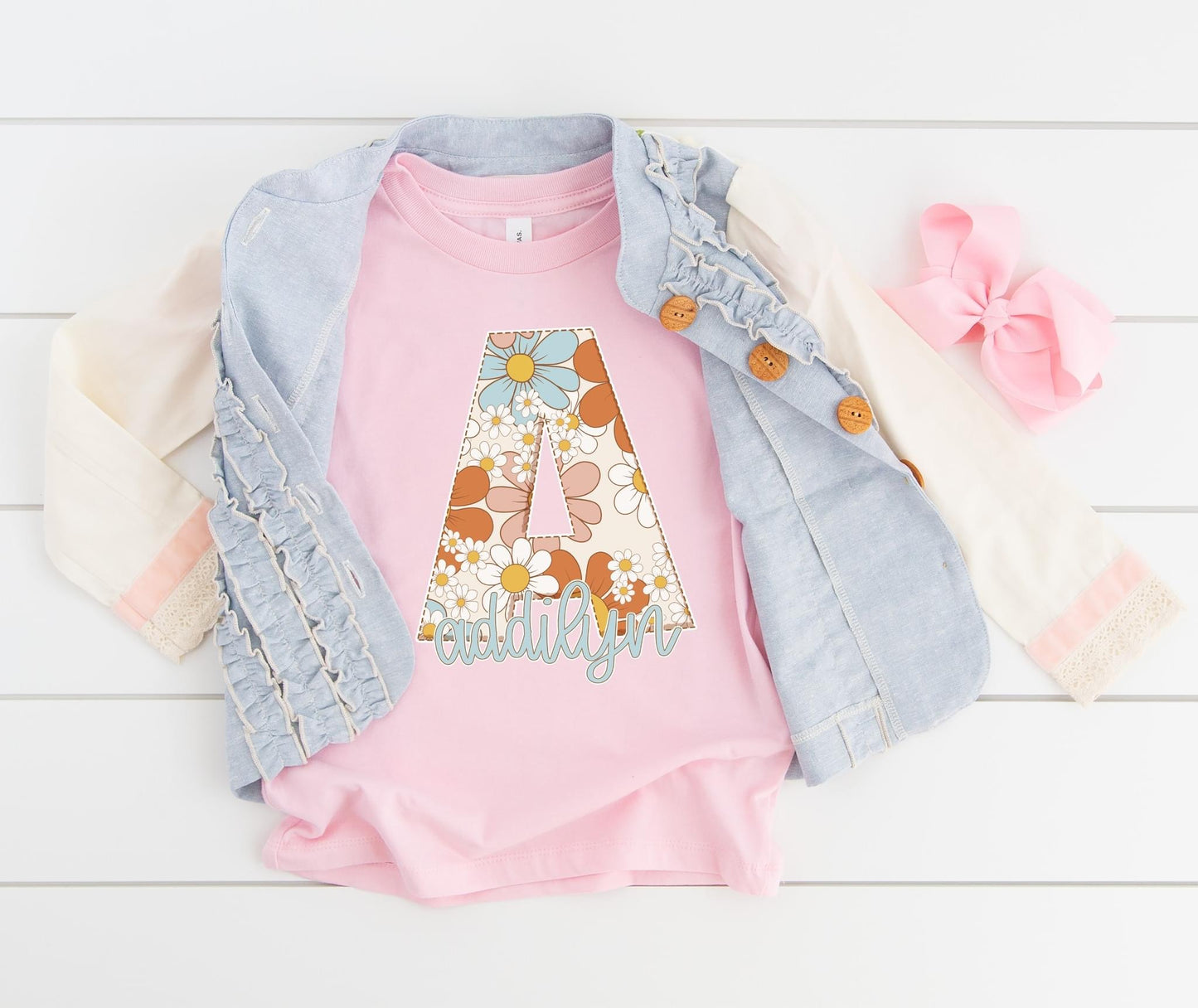 Retro Floral Custom Name DTF Transfer
