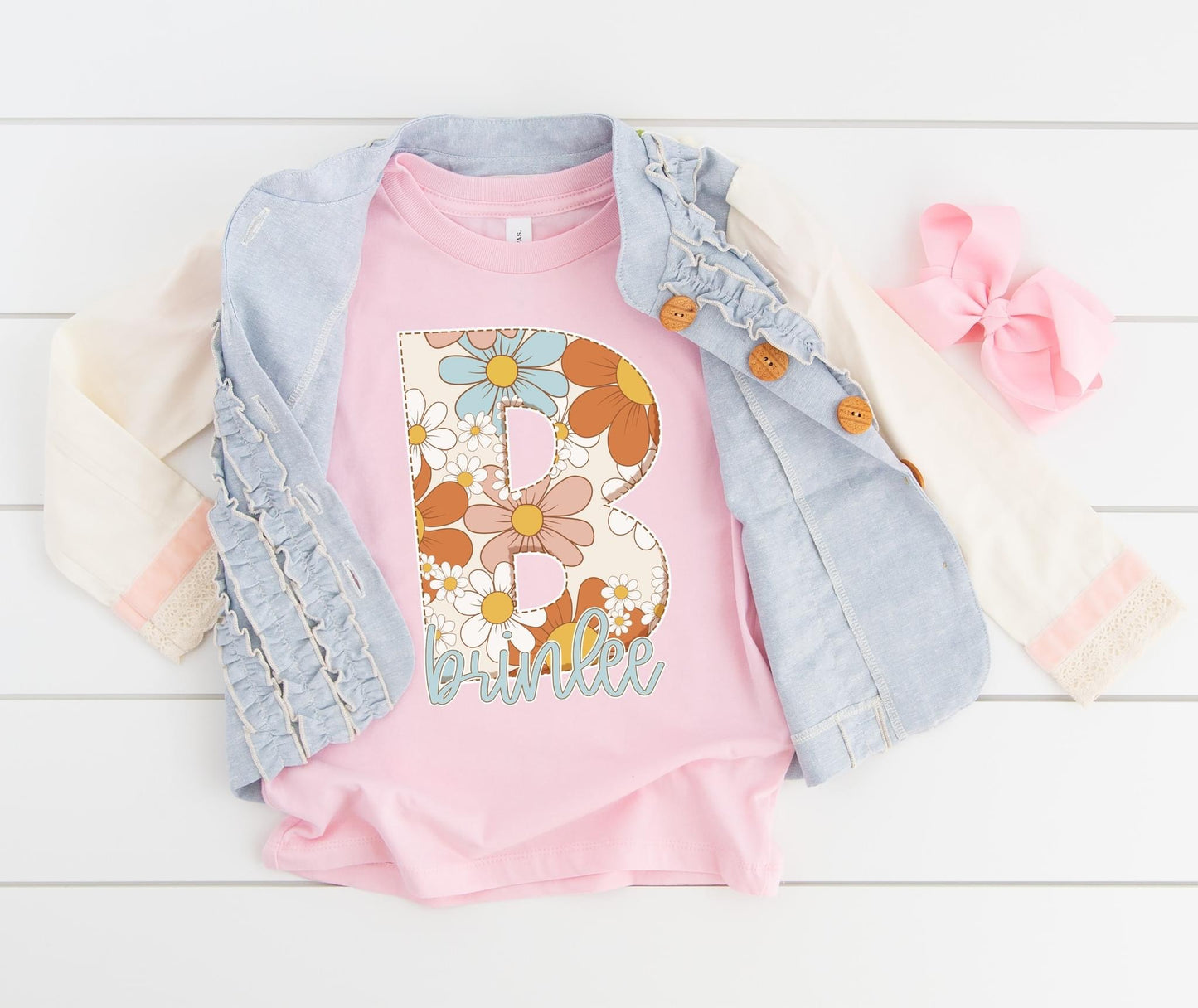 Retro Floral Custom Name DTF Transfer